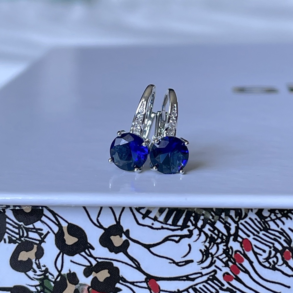 Sapphire Blue Zircon Earrings